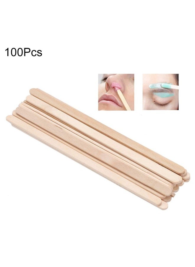 100 Hair Removal Stick,Wax Sticks, Disposable use design clean and hygienic Wood Waxing Craft Sticks Spatulas Applicators for Face Eyebrows Lip Hand Hair Removal Eyebrow and Body