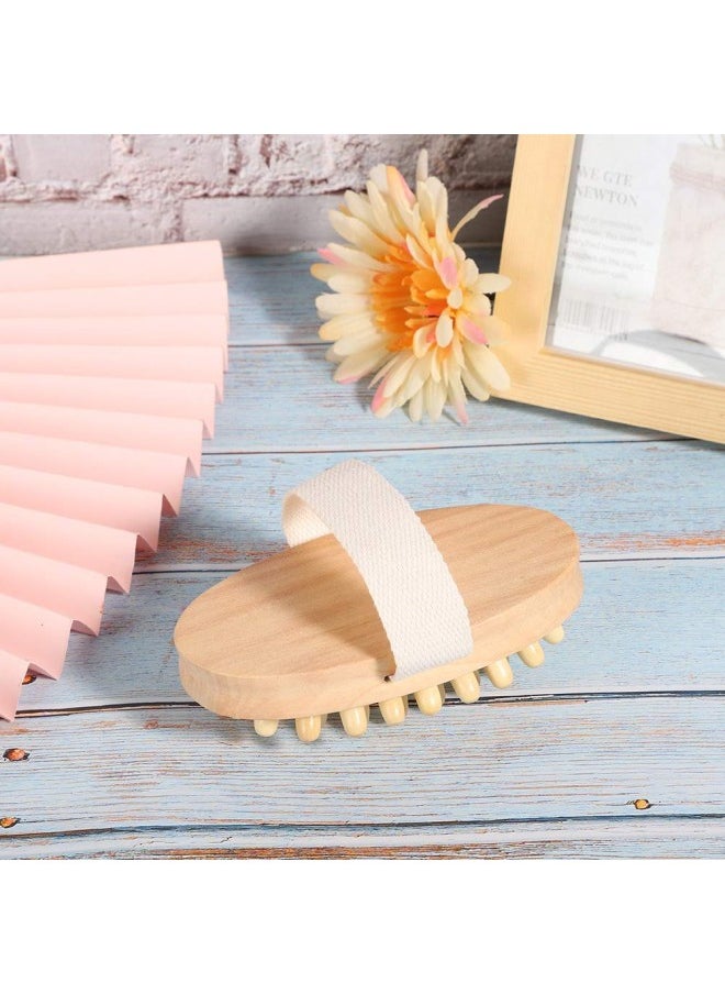 Dry Body Brush, Natural Wooden Handheld Massage Brush Cellulite and Lymphatic Drainage Exfoliating Shiatsu Body Scrubber for Hair Shower Dry Skin Cuticle Removal