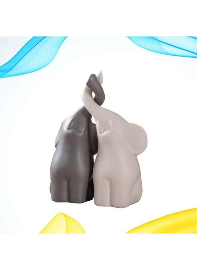 1 Pair Miniature Elephant Figurines Loving Elephant Couple Figurine Ceramic Elephant Animal Pair Figurines Collectible Figurines Wedding Party Favors 8X10cm