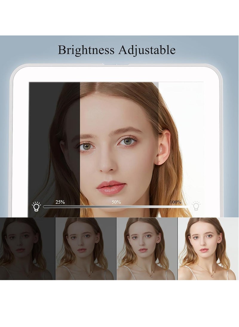 FUNTOUCH Rechargeable Travel Makeup Mirror with 72 Led Lights, Portable Lighted Beauty Mirror, 3 Color Lighting, Dimmable Touch Screen, Tabletop LED Folding Cosmetic Vanity Mirror