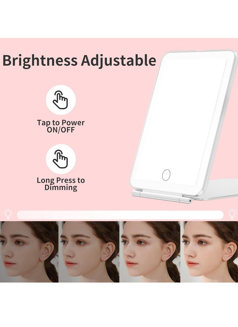 Makeup Mirror with 10X Magnifying Mirror, Vanity Mirror with 80 LED Lights, Rechargeable 2500mAh Batteries, Travel LED Mirror with 3 Color Lights, Compact Light Up Mirror, Travel Essentials for Women