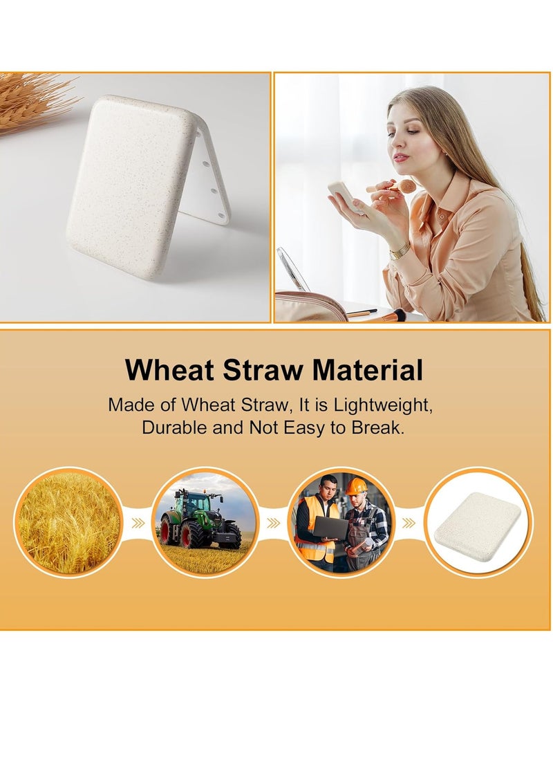 Kintion Wheat Straw Compact Mirror, 1X/3X Magnification, Lighted, Folding, Portable, Eco-Friendly, Great Gift