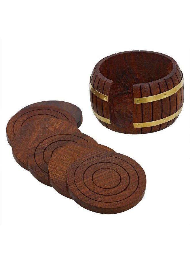 Wooden Drink Coasters Wood Table Coaster Set Of 6 For Tea Cups Coffee Mugs Beer Cans Bar Tumblers And Water Glasses