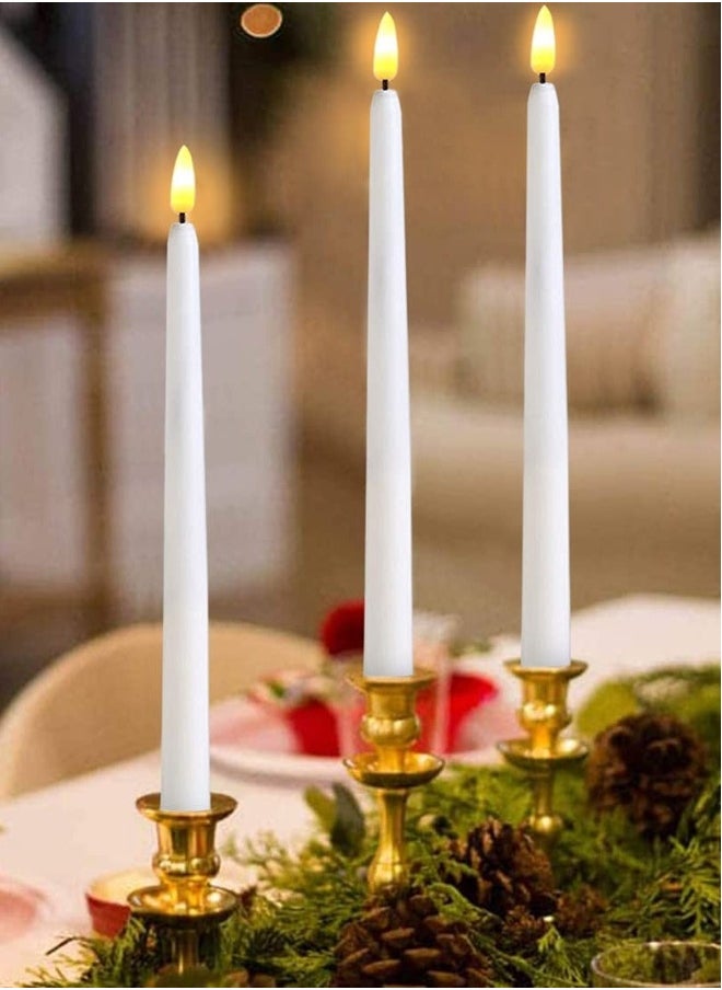 LED Taper Candles with Remote, 6 Pcs 28cm Long LED Flameless Flickering Window Candles Battery Operated White Candle for for Home, Restaurant, Wedding