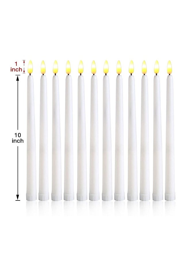 LED Taper Candles with Remote, 6 Pcs 28cm Long LED Flameless Flickering Window Candles Battery Operated White Candle for for Home, Restaurant, Wedding