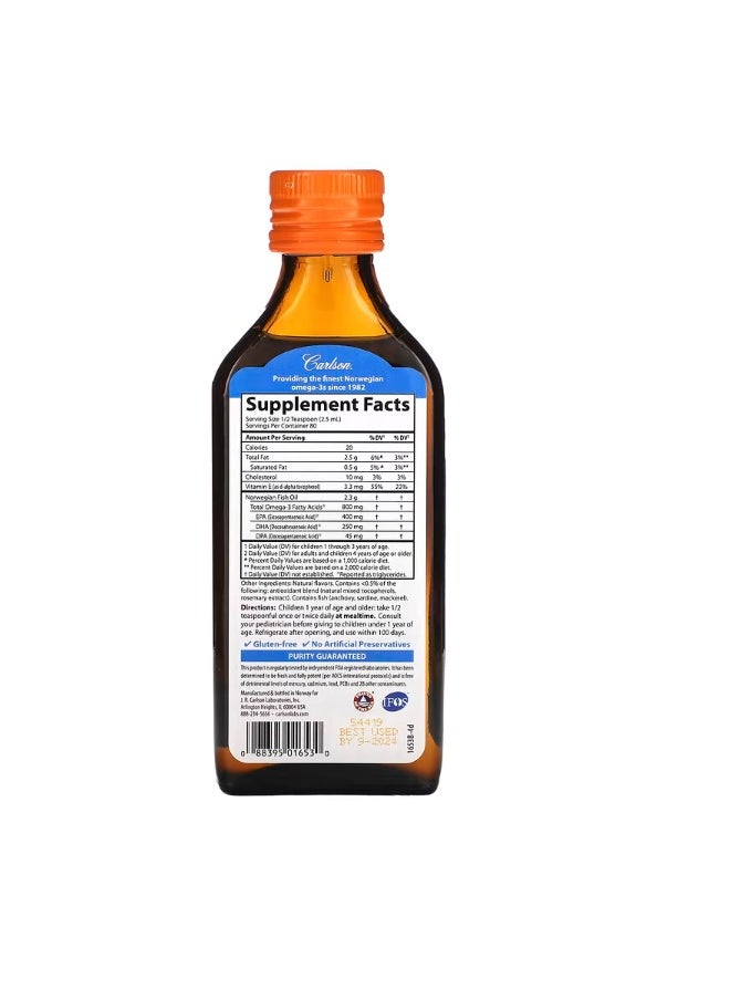 Kids Norwegian The Very Finest Fish Oil Natural Orange  800 mg 6.7 fl oz 200 ml