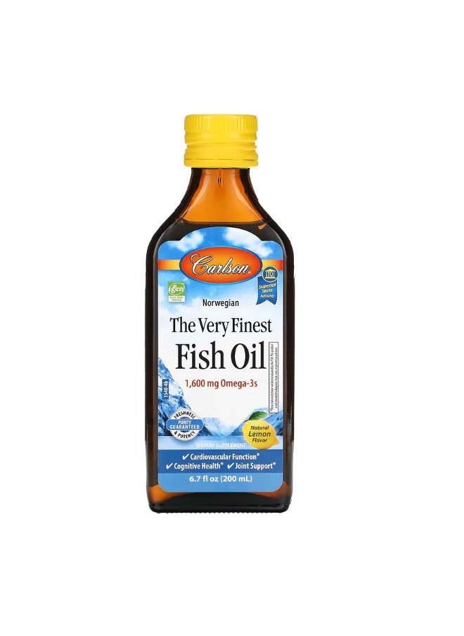 Norwegian The Very Finest Fish Oil Natural Lemon 1600 mg 6.7 fl oz 200 ml