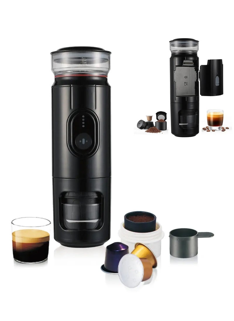 USB Portable Espresso Coffee Machine – Rechargeable Travel Coffee Maker with Hot & Cold Brewing, 90ML Capacity, Wireless Heating (92°C), Long Battery Life (7500mAh) – Mini Handheld Espresso Maker for Camping, Hiking, Travel, Office