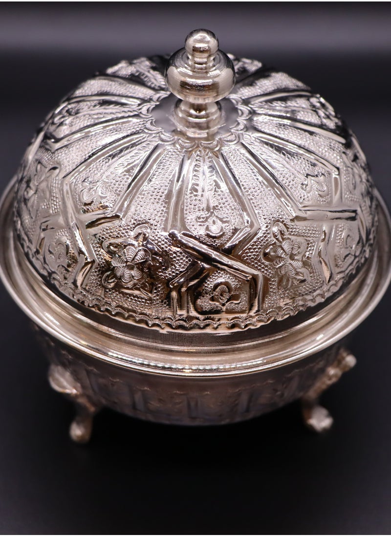 Moroccan Hand Engraved Silver Plated Sugar, Mint, Sweet, Dry Fruit Bowl