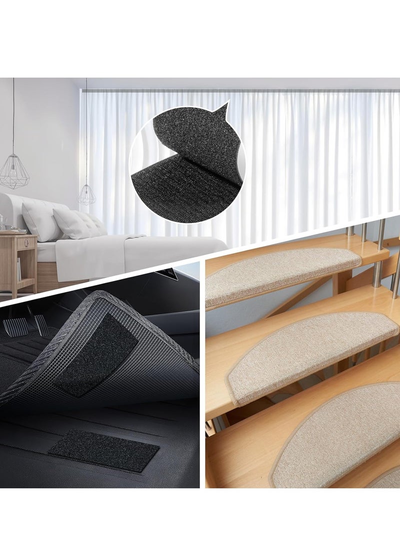 10cm x 600cm Black Heavy Duty Hook and Loop Tape Adhesive, Prevent Sofa Cushions,Patio Cushions, Carpets,Picture Wall Hanging, Double Sided Hook Loop Roll