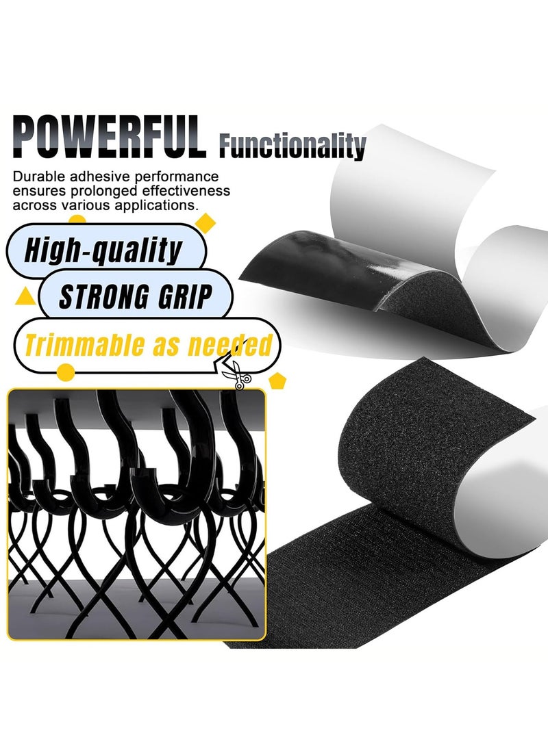 10cm x 600cm Black Heavy Duty Hook and Loop Tape Adhesive, Prevent Sofa Cushions,Patio Cushions, Carpets,Picture Wall Hanging, Double Sided Hook Loop Roll
