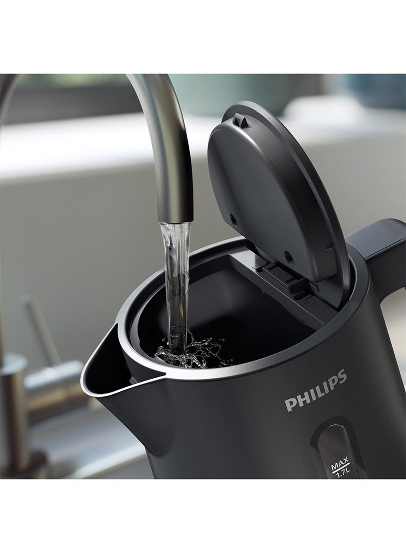 1000 Series Electric Kettle Concealed,Stainless Steel Heating Element.Boil-Dry Protection For Safety,Removable Filter For Scale-Free Water And Perfect Drinks,Cordless Kettle With 360° Pirouette Base,Spring Lid For Easy Refilling 1.7 L 2200 W HD9314/90 Charcoal Grey