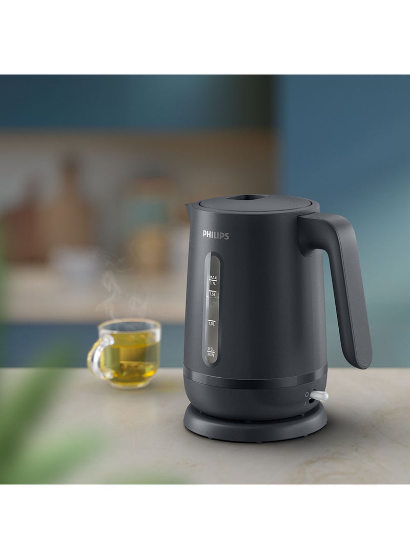 1000 Series Electric Kettle Concealed,Stainless Steel Heating Element.Boil-Dry Protection For Safety,Removable Filter For Scale-Free Water And Perfect Drinks,Cordless Kettle With 360° Pirouette Base,Spring Lid For Easy Refilling 1.7 L 2200 W HD9314/90 Charcoal Grey