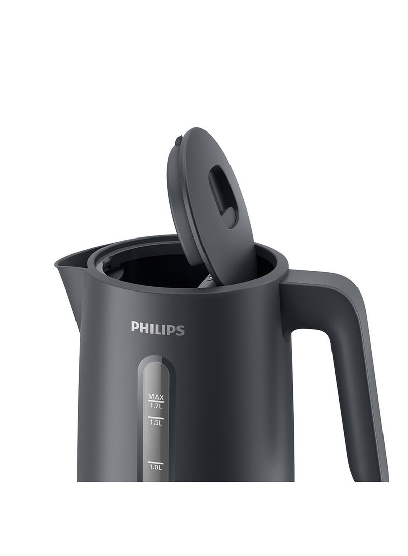 1000 Series Electric Kettle Concealed,Stainless Steel Heating Element.Boil-Dry Protection For Safety,Removable Filter For Scale-Free Water And Perfect Drinks,Cordless Kettle With 360° Pirouette Base,Spring Lid For Easy Refilling 1.7 L 2200 W HD9314/90 Charcoal Grey