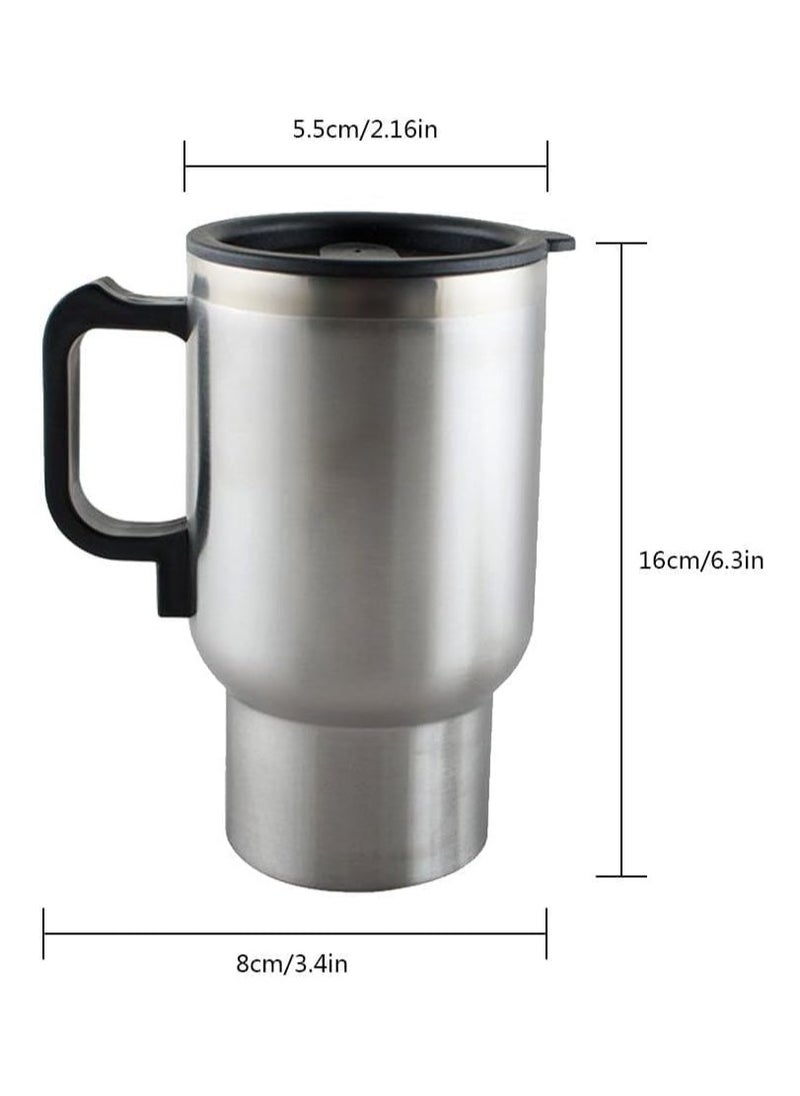 450ml Stainless Steel Travel Electric Heated Coffee Mug, 12V Car Heating Cup