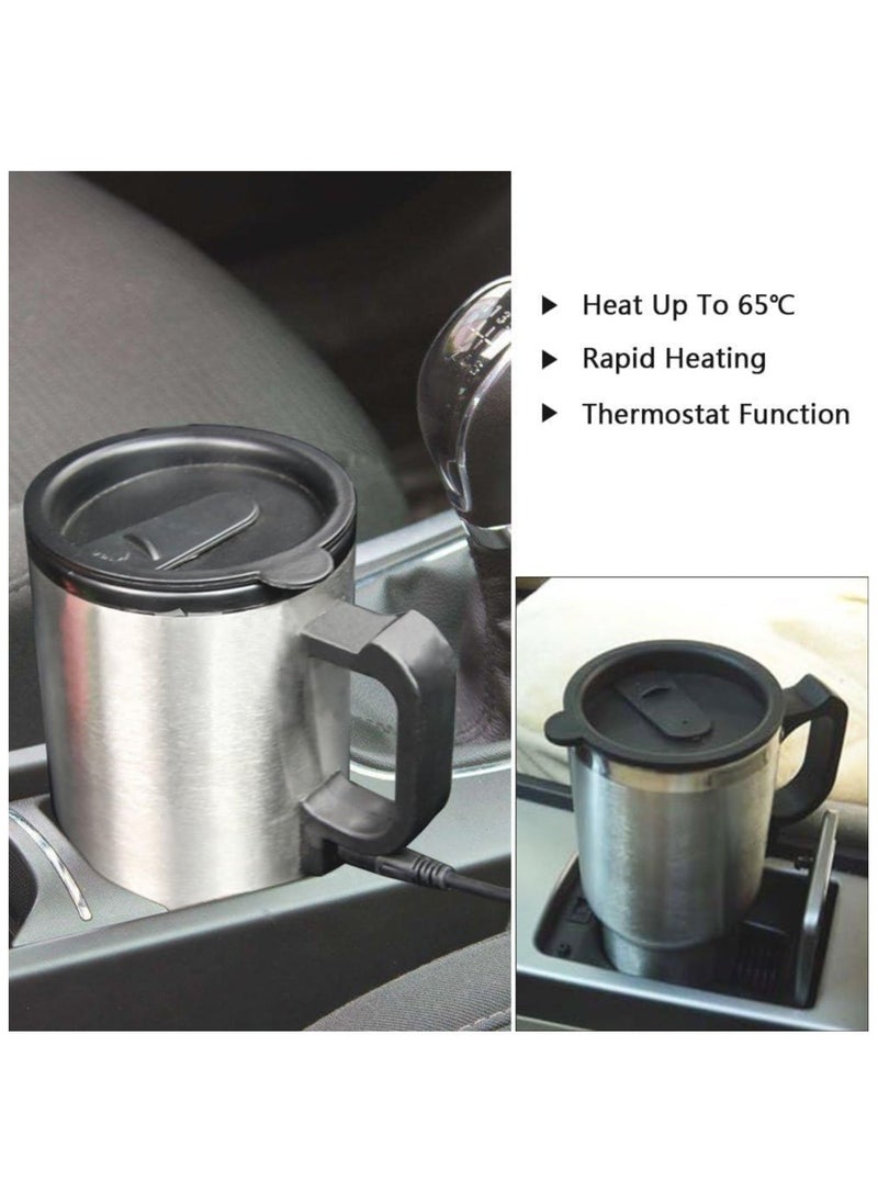 450ml Stainless Steel Travel Electric Heated Coffee Mug, 12V Car Heating Cup