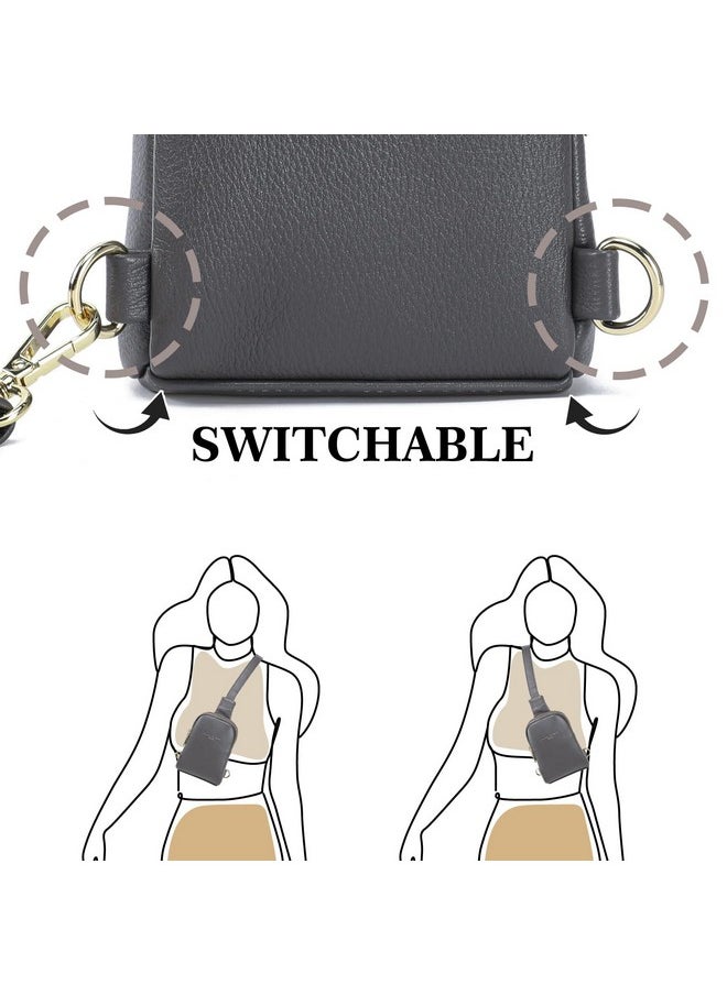 Small Crossbody Sling Bags For Women Vegan Leather Cell Phone Purse Fanny Packs For Women Men(Gray)