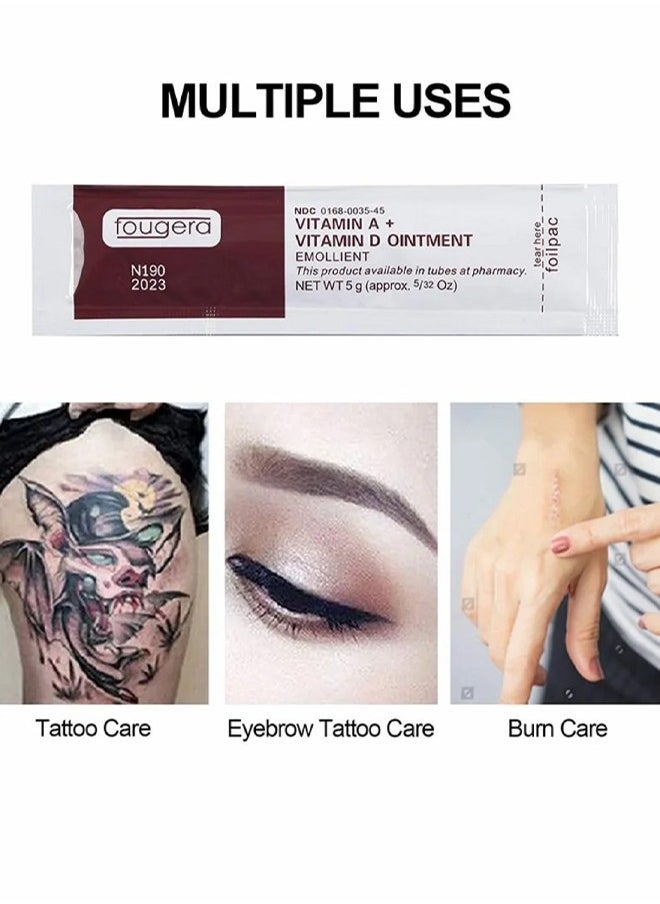 Vitamin A And Vitamin D Ointment Emollient ,Tattoo Scar Repair Gel, Microblading Aftercare Ointment Anti-Inflammatory Anti Scar Tattoo Aftercare Cream for Makeup Microblading and Tattoo Healing 50Pcs