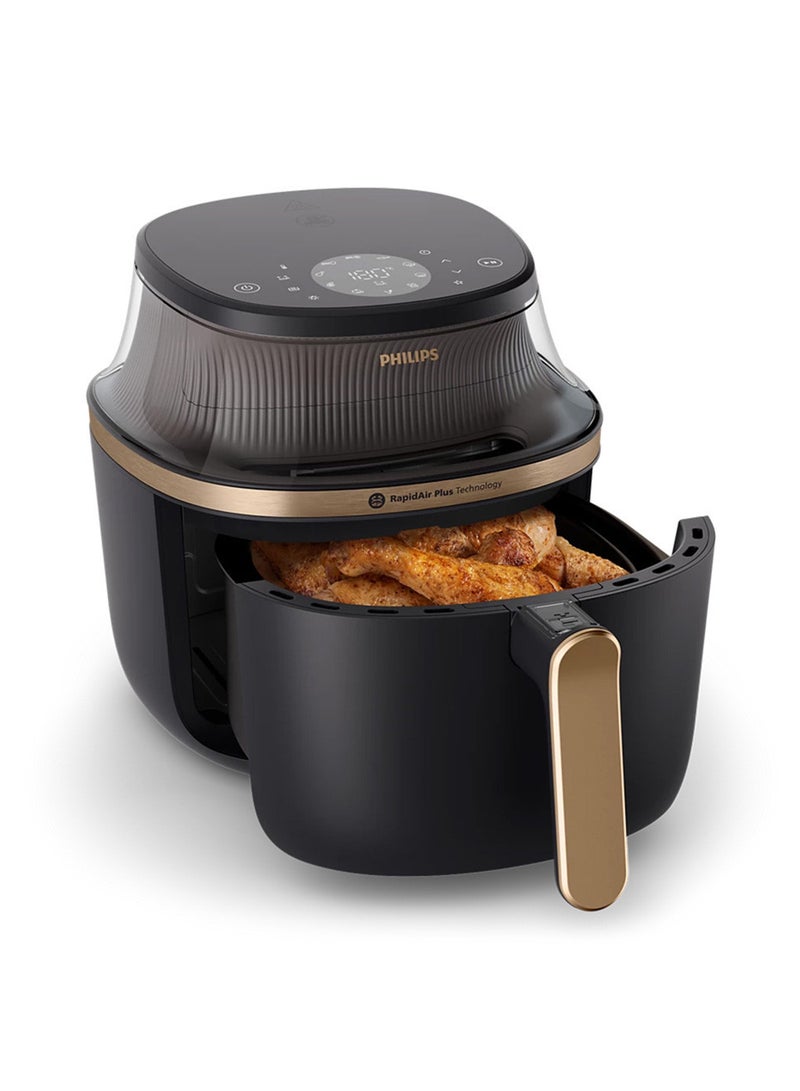 3000 Series Airfryer, 16 Cooking Functions From Baking And Grilling To Defrosting And Reheating,Fast&Even Cooking With Rapid Air Plus Technology,Cooking Window,Non-Stick Coated For Easy Clean,Extract Fat And Leave It Behind With The Unique Basket 4.2 L 1400 W NA322/09 Black