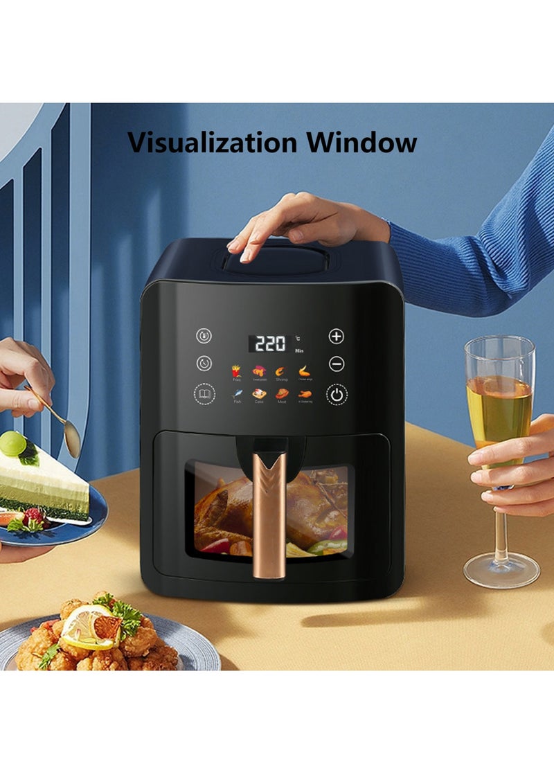 8L Air Fryer Large Capacity with Oil-Free, Visible Cooking Window & Internal Light, with Led Touch Screen for 8-in-1 Functions, Space-Saving Slim Design And Customized Temp/Time