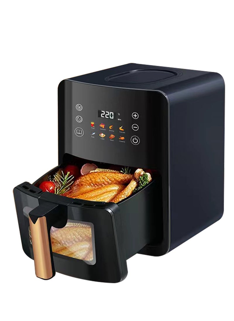 8L Air Fryer Large Capacity with Oil-Free, Visible Cooking Window & Internal Light, with Led Touch Screen for 8-in-1 Functions, Space-Saving Slim Design And Customized Temp/Time