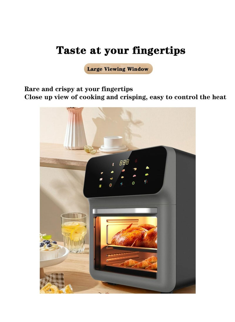 12-litre oil-free air fryer, 360°C circulating heating, intelligent touch control, large view window