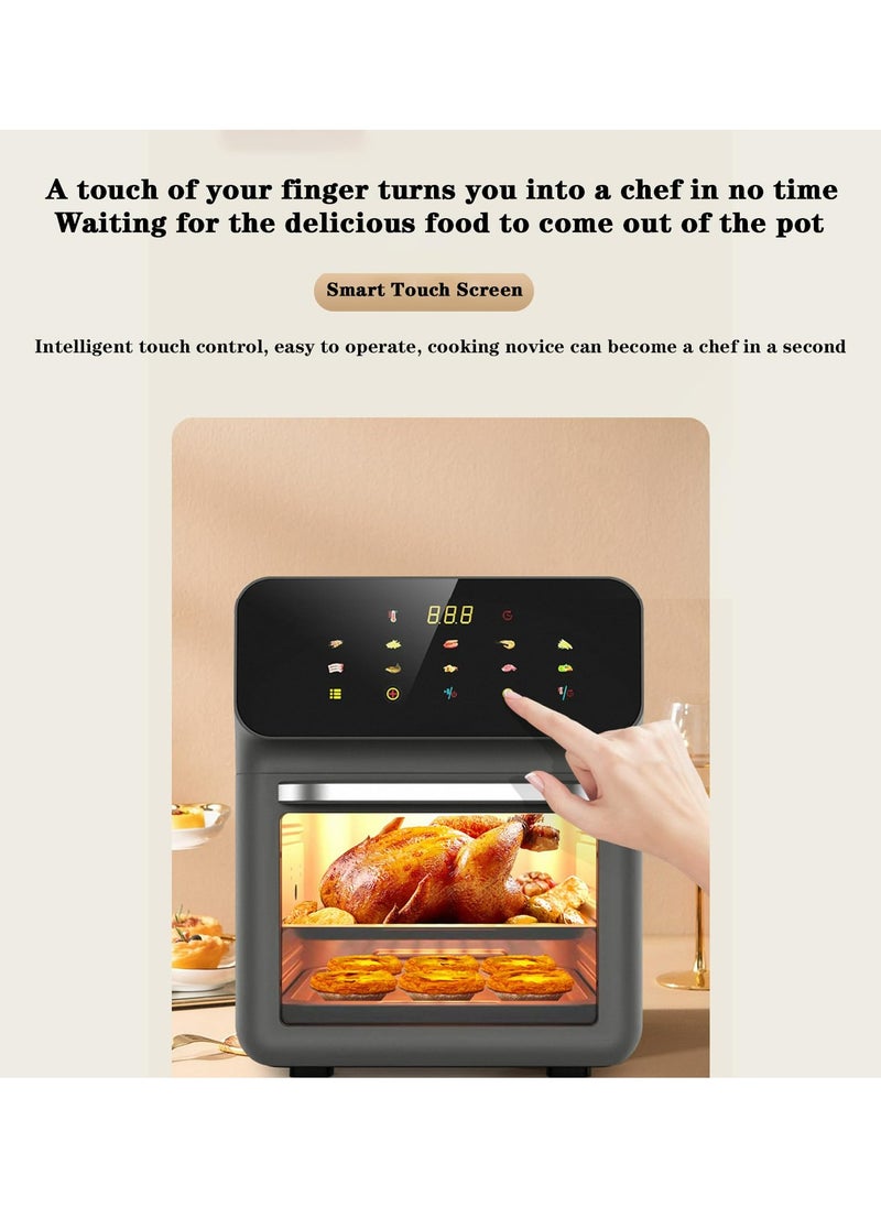 12-litre oil-free air fryer, 360°C circulating heating, intelligent touch control, large view window