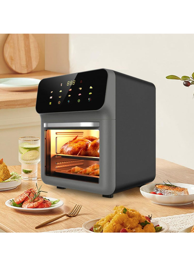 12-litre oil-free air fryer, 360°C circulating heating, intelligent touch control, large view window