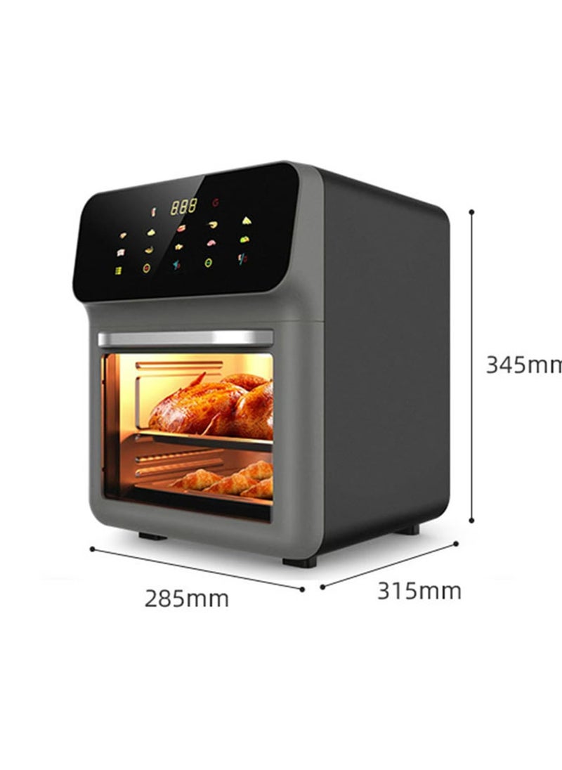 12-litre oil-free air fryer, 360°C circulating heating, intelligent touch control, large view window