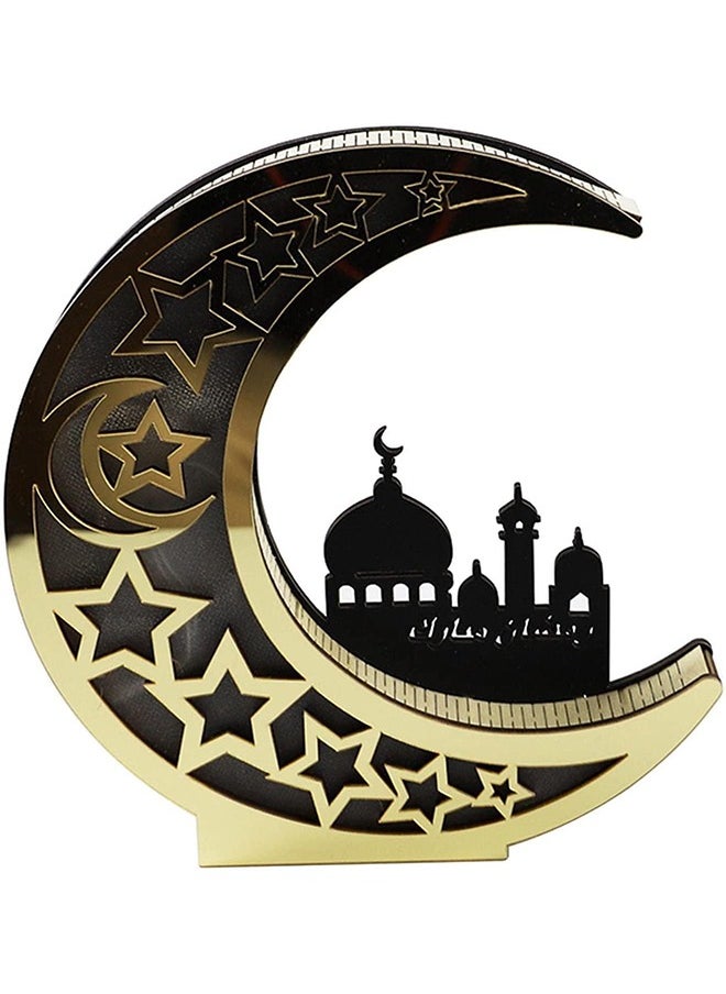 Ramadan Decorations,Ramadan Lights,Moon Shape LED Light for Eid Mubarak Ramadan Lamp Home Decoration Wooden Hollow Night Light