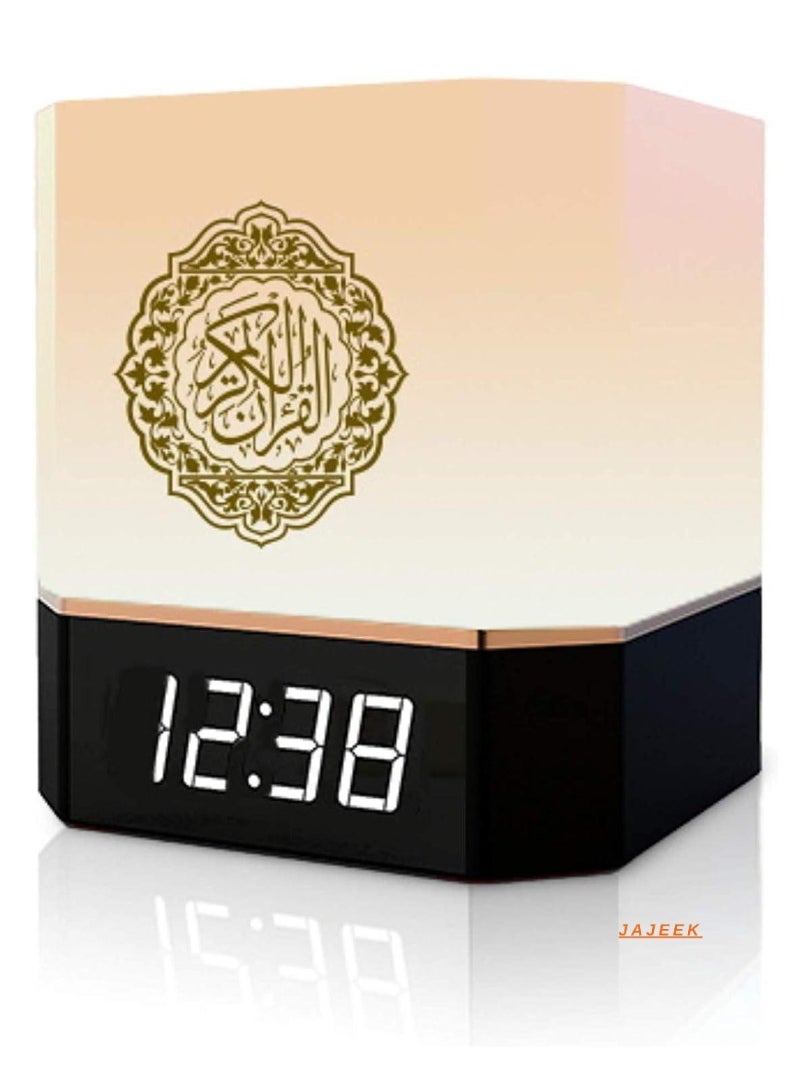 Full Quran Speaker with Lamp & Clock – 14 Language Translations, 18 Reciters, Azan Settings & Mobile App Control – Ideal Islamic Gift for All Ages by Maga Zone – Black