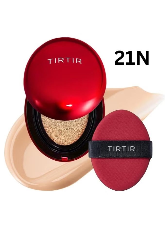 Mask Fit Red Cushion (21N Ivory) Foundation | Japan's No.1 Choice for Glass skin, Long-Lasting, Lightweight, Buildable Coverage, Semi-Matte (0.63 Fl Oz)