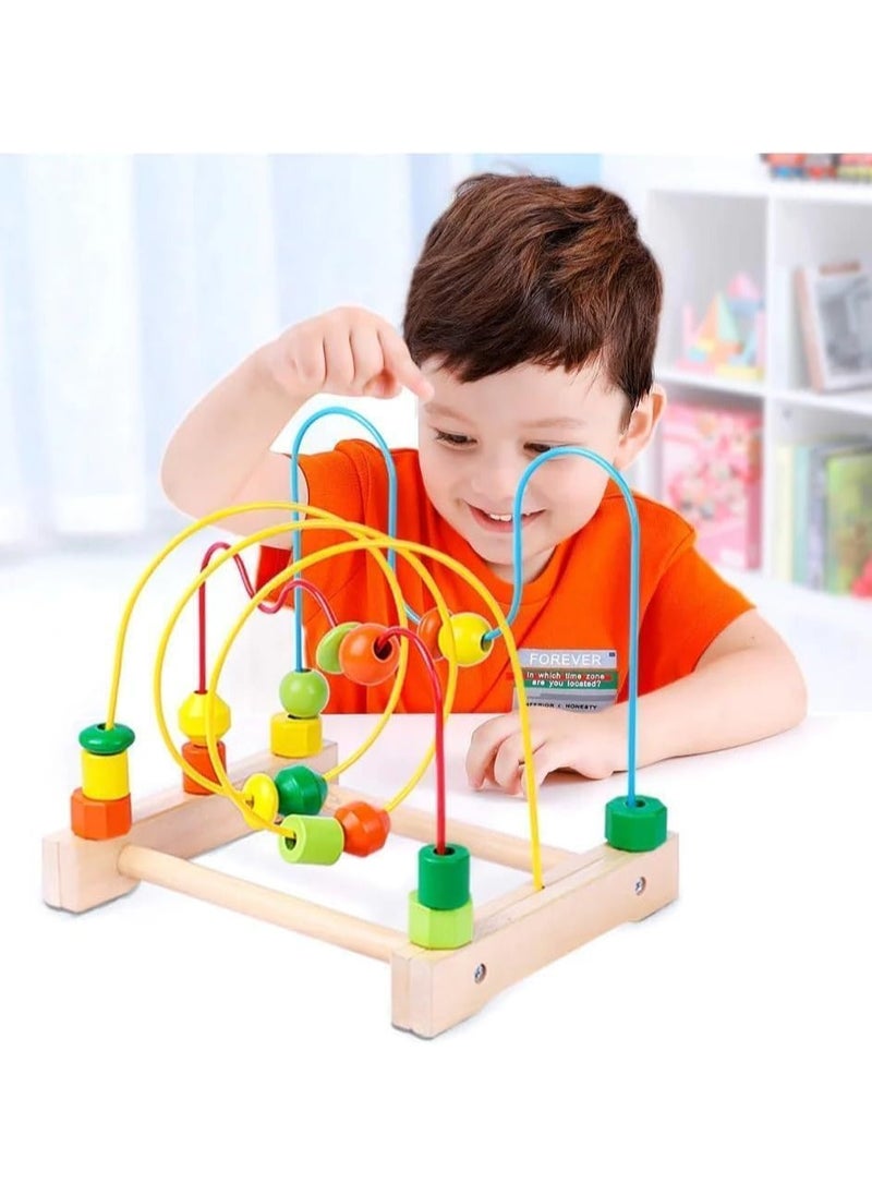 Wooden Bead Maze Early Education Wooden Toys for Kids Colorful Round Toys for Toddlers