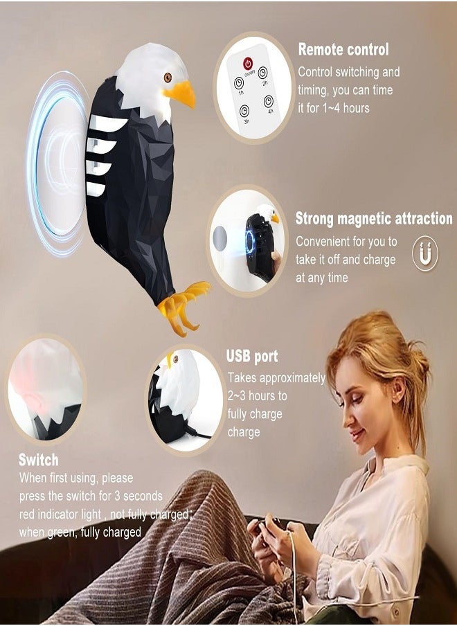 Eagle Light Decorative Light Kid Night Light Mood Light LED Wall Light Magnetic LED Wall Mounted Eagle Light with Remote Control, USB Charging, Battery Powered and Removable Rechargeable Eagle Light for Indoor, Office