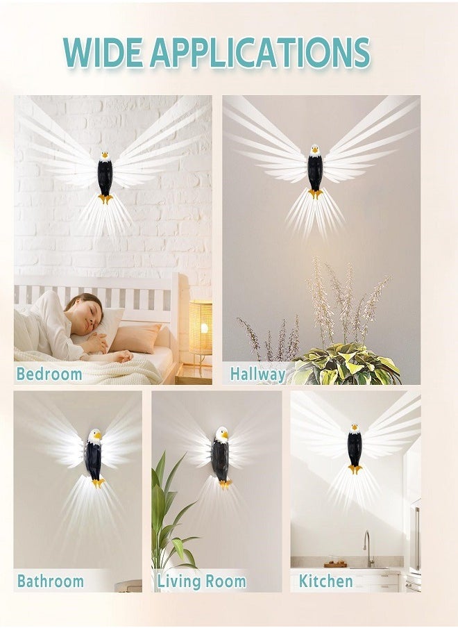 Eagle Light Decorative Light Kid Night Light Mood Light LED Wall Light Magnetic LED Wall Mounted Eagle Light with Remote Control, USB Charging, Battery Powered and Removable Rechargeable Eagle Light for Indoor, Office