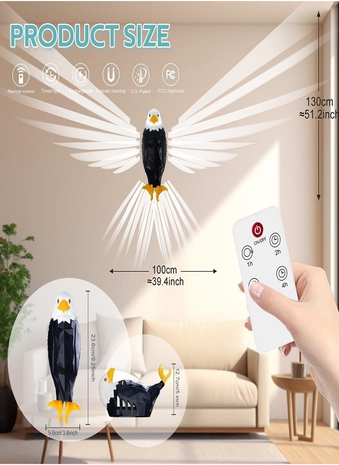 Eagle Light Decorative Light Kid Night Light Mood Light LED Wall Light Magnetic LED Wall Mounted Eagle Light with Remote Control, USB Charging, Battery Powered and Removable Rechargeable Eagle Light for Indoor, Office