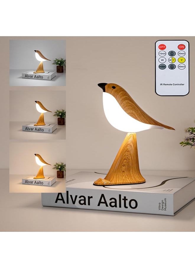 Small Bird Desk Lamp, Rechargeable Cordless Table Lamp with 3 Color Temperatures, Remote Control & Touch Sensor, Multi-Function Battery Operated Bird Night Light for Bedroom, Kids, 1 Pack