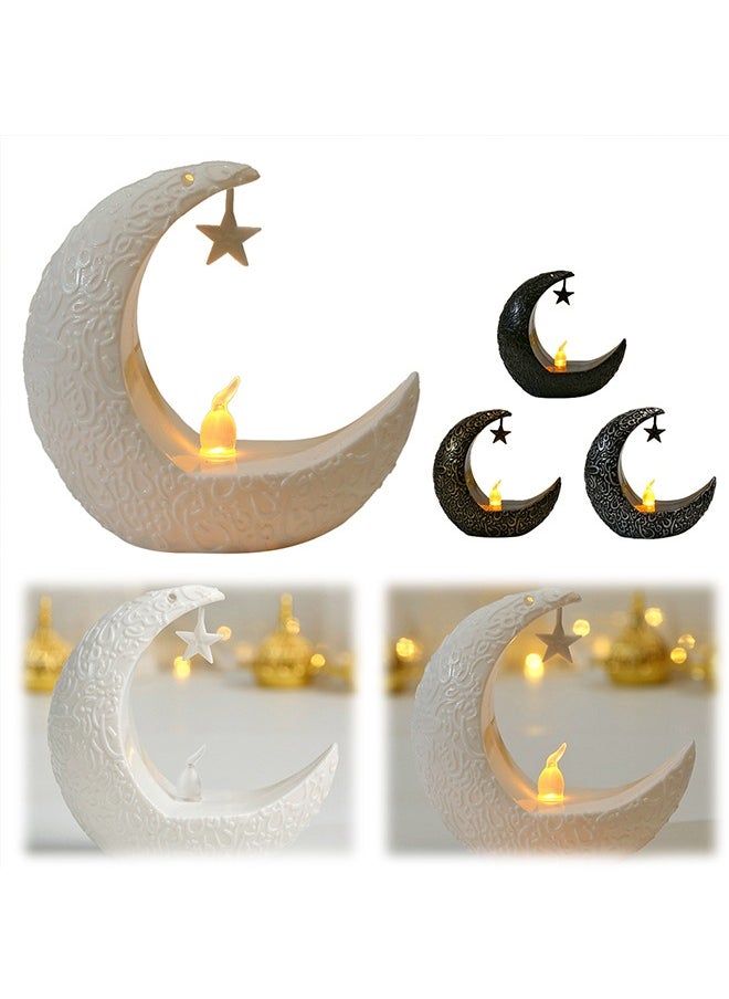 Ramadan Decoration 4 PCS Star Moon LED Candlestick Lamp for Ramadan Kareem Islamic Muslim Home Decor or Eid Mubarak Party Gifts