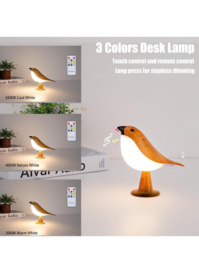 Small Bird Desk Lamp, Rechargeable Cordless Table Lamp with 3 Color Temperatures, Remote Control & Touch Sensor, Multi-Function Battery Operated Bird Night Light for Bedroom, Kids, 1 Pack