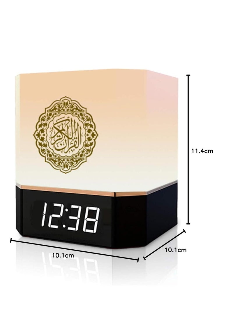 Quran Speaker with Lamp & Clock – 14 Language Translations, 18 Reciters, Azaan Settings & Mobile App Control, Perfect Islamic Gift for All Ages