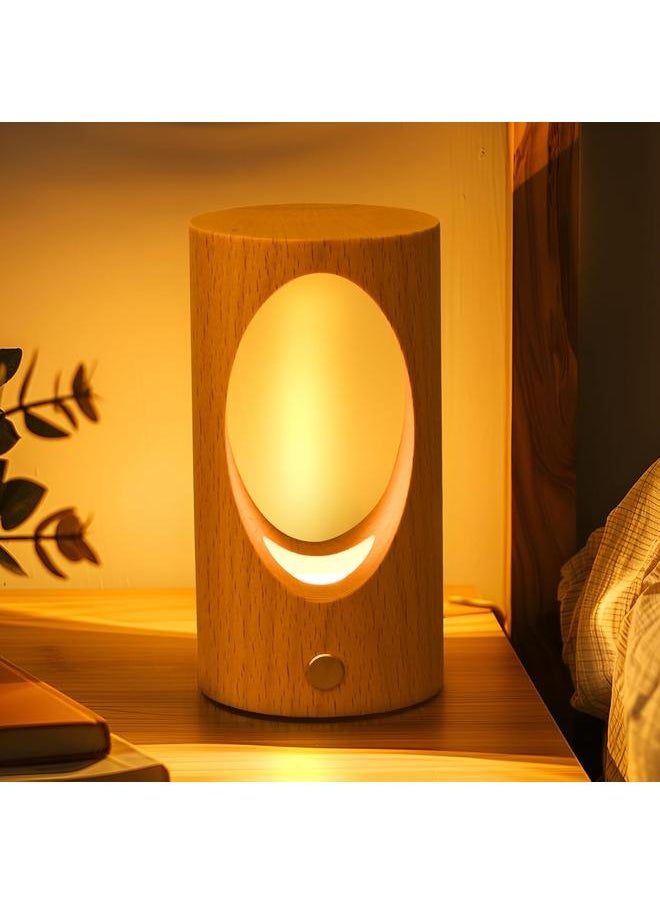 Rechargeable Night Light for Baby Nursery Wireless LED Bedside Lamp Wooden Table Lamp with Dimmable ，Touch Lights for Kids Breastfeeding Bedroom Creative Home Decor Unique House warmging Gift