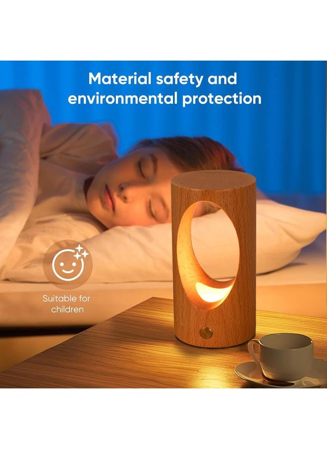 Rechargeable Night Light for Baby Nursery Wireless LED Bedside Lamp Wooden Table Lamp with Dimmable ，Touch Lights for Kids Breastfeeding Bedroom Creative Home Decor Unique House warmging Gift