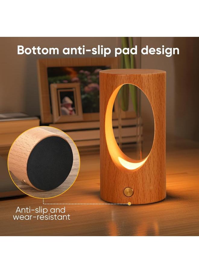 Rechargeable Night Light for Baby Nursery Wireless LED Bedside Lamp Wooden Table Lamp with Dimmable ，Touch Lights for Kids Breastfeeding Bedroom Creative Home Decor Unique House warmging Gift