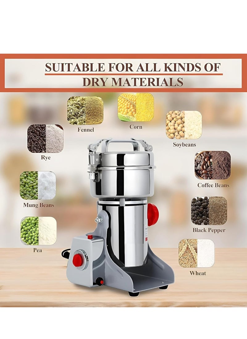 Household Small Crusher Grains Dry Grinding Machine,Stainless Steel 2000W High Power Spice Mill, 400g Fine Grinding Broken Powder Machine For Home/Restaurant/Hotel/Chinese Medicine