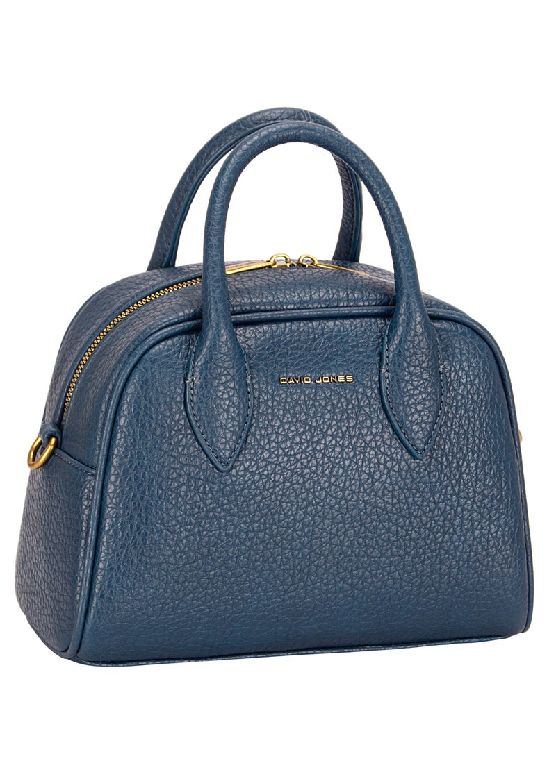 David Jones women's large handbag tote shopper bag pu genuine leather style multi pocket top handle bags Color NAVY