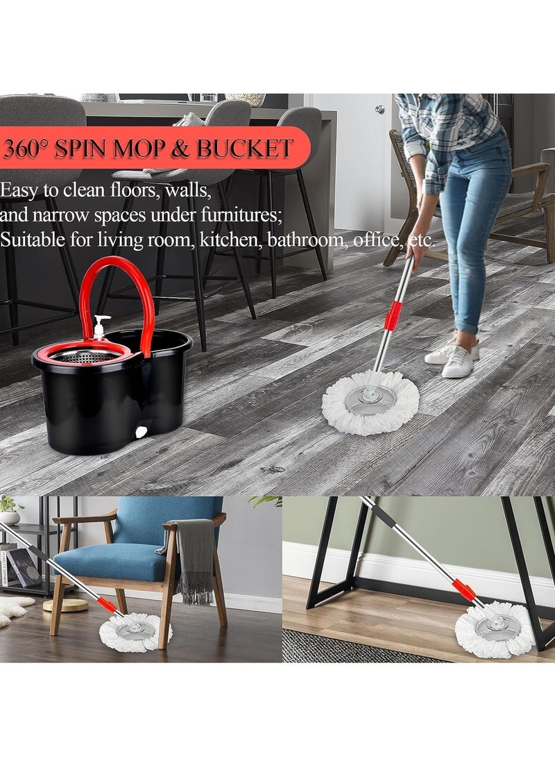 Bucket Quick Spin Mop with 2 Microfiber Wet Dry Mophead Floor Cleaning pocha Extendable Handle Removable Wringer 360° Floor Cleaner Mopping Set Reversible