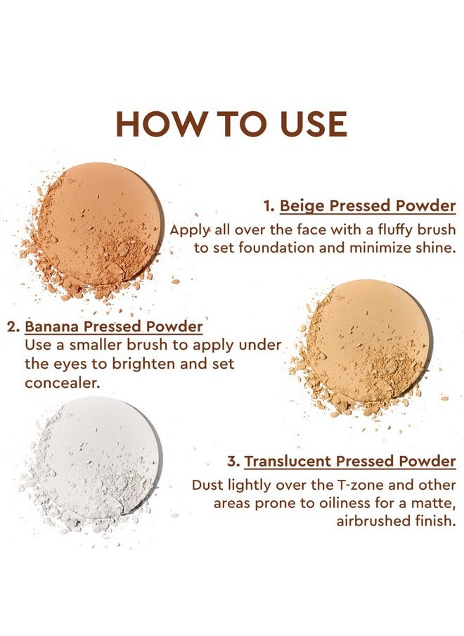 C2P Pro Compact Powder For Women | Celestial 3 In 1 Translucent, Beige, Banana Powder Face Makeup Palette | Long Lasting Lightweight | Infused With Kakadu Plum Oil And Vitamin E (Get Set Go, 12G)