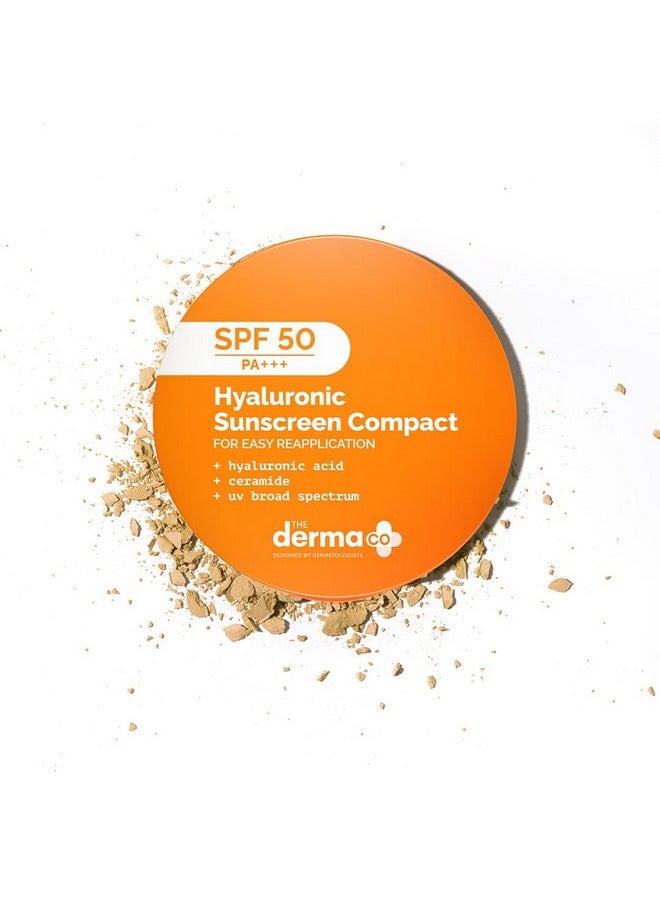 Hyaluronic Sunscreen Compact Powder Spf 50 Pa+++ With Ceramides | Matte Finish | Even Skin Tone | Oil Control | Non Sticky - 7G