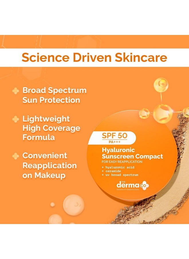 Hyaluronic Sunscreen Compact Powder Spf 50 Pa+++ With Ceramides | Matte Finish | Even Skin Tone | Oil Control | Non Sticky - 7G