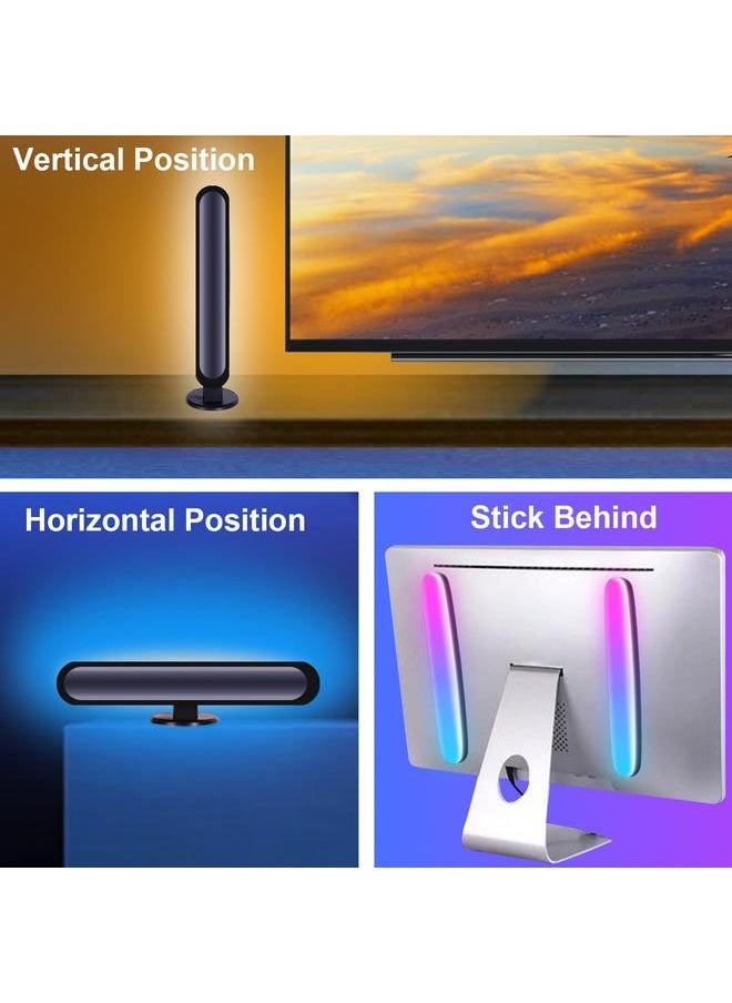 Smart Color-Changing Gaming Light Bars – WiFi & USB-Powered LED RGBIC Mood Lighting with Music Sync, for Home, Office, Bedroom, Dorm, Kids & Adults, 2-Pack, Black
